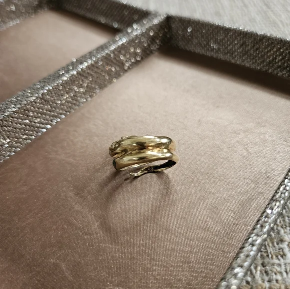 Vintage 14k Gold Enamel Serpent Wrap Coil Ring - Picture 9 of 15